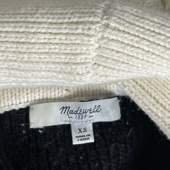 Madewell Black Cream Stripe Open Cocoon Cardigan XS Oversized Chunky - Picture 8 of 8